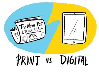 Print Vs Digital cartoon digital illustration newspaper print tablet vs