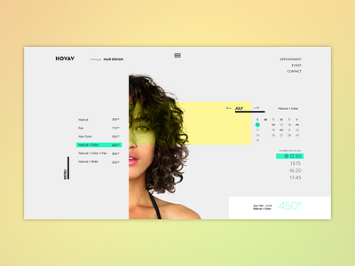 Hair design studio - menu page art hair design typography web web design
