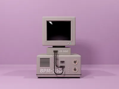 Old computer 3d 3dmodel design illustration minimal