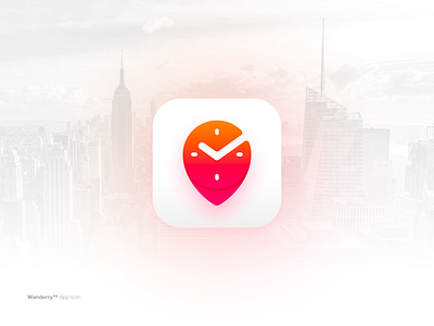 Wanderry™ / App Icon app clock design icon icon app pin travel trip uidesign ux wander wanderry watch