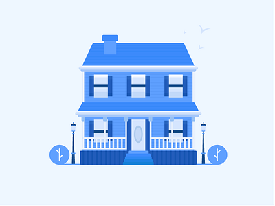 Blue House alley apartment blue house house illustration icon illustration plant property real estate renovation