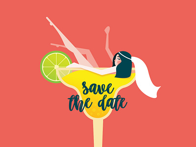 Save the date art flat illustration illustration invitation margaritas vector