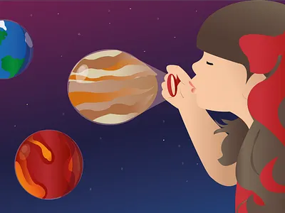 Девочка с мыльными пузырями вектор иллюстрация