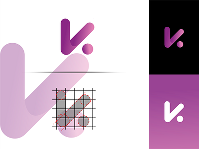 Letter K + Dot logo design brand concept design gradient logo logos