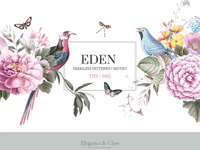 EDEN, Essence of elegance. branding design eden elegant fabric fabric pattern floral flower illustration logo pattern print wallpapers