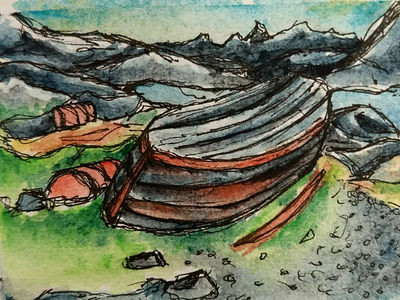 Raft illustration sketch watercolor