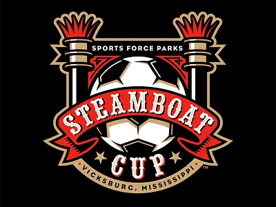 Steamboat Cup badge logo riverboat soccer steamboat studio simon tournament