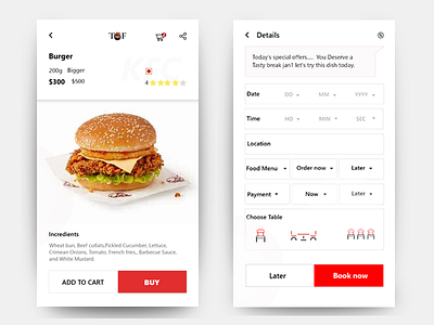 product Details & Table Booking deepa inspire uxd interaction design mobile app product details table booking ui design uxd uxd technologies
