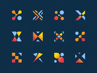 X's abstract branding colorful flat gradient icons identity illustration lettering lettermark letters logos logoset monogram multiple negative space set type typography x