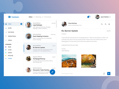 Email - Inbox account dashboard desktop design email email app inbox inspiration mail material message profile task ui userinterface web webapp webapplication