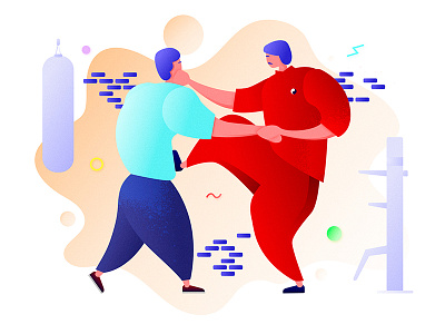 Wing Chun Illustration Series #1 2d characters gradient illustration martial arts organic people sport vector wing chun