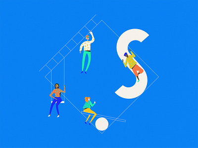 Playground abstract blue character design illustration illustrator people photoshop playground playtime texture yellow