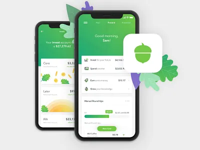 Acorns 3 acorns finance investing ios ui ux