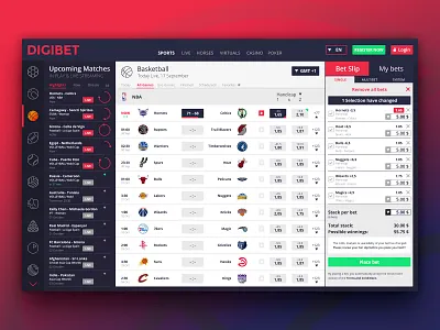 Digibet Sports Betting basketball bet betting design illustrator layout live nba sketch app sport ui userexperience userinterface ux webdesign wetten