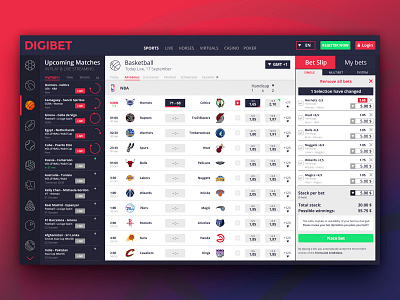 Digibet Sports Betting basketball bet betting design illustrator layout live nba sketch app sport ui userexperience userinterface ux webdesign wetten