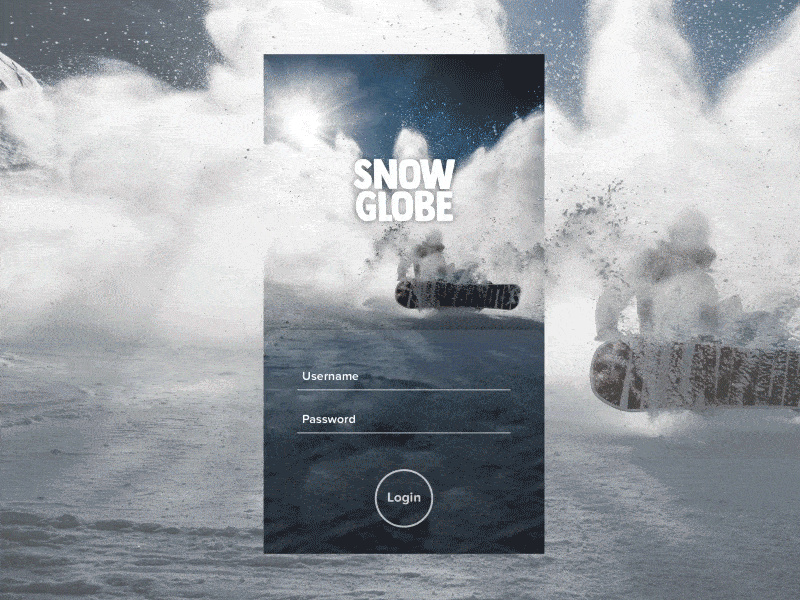 Snow Globe App Concept app branding creative design gif graphic interace login motion snow sport ui userinterface ux web