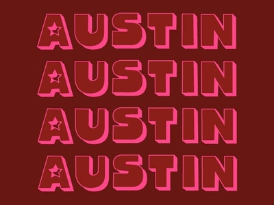 Austin austin hand drawn illustration lettering retro type seventies star texas vintage
