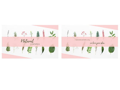 Businesscard Natural Cosmetics branding busines card cosmetics design graphic design herbs minimalism minimalist design natural pink text design