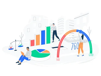 Credit Enhancement Exploration app branding credit credit report design flat illustration website