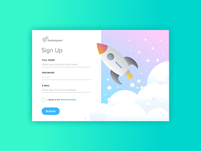Rocketspeed Sign Up - Daily UI Challenge branding design illustration sketch ui ux