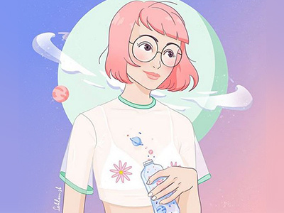 Planets graphicdesign illustration photoshop woman