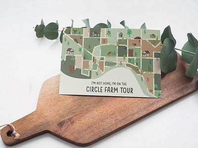 Circle Farm Tours Postcard branding design illustration type typography