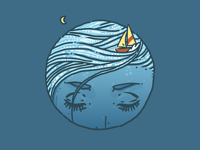 EP Cover Concept ep illustration moon night ocean sailboat sailing waves