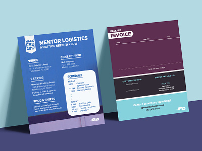 HackFSU Logistics Flyer & Invoice branding design document flyer form hackathon hackfsu illustration invoice layout logistics mockup pop poster print ui ux