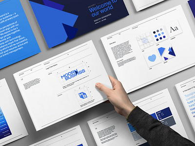 Modrn Businss — Brand Guidelines blue brand brand design brand identity brandbook branding design guidelines icon identity logo mbrt minimalism