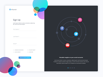 Sign Up app circles clean gradient interface saas ui