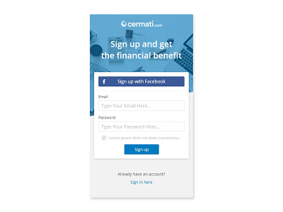 Redesign UI Signup Page Cermati design graphic graphic design mobile app design mobile apps ui uidesign uix user interface user interface design ux ux design web design website website design wire frame