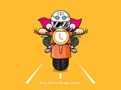 Drive. Drive to the edge of town 01 design icon illustration line sketch