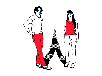 W - The White Stripes design doodle half tone illustration letter primary colors rock thewhitestripes type typography vector