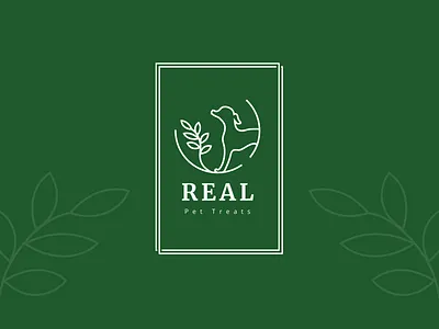 Real Pet Treats circle dog grey hound leaf logo natural organic pet pet care
