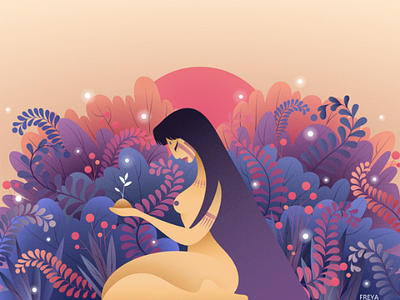 Nature beauty character design design earth fantasy illustration illustrator nature plants sunset woman