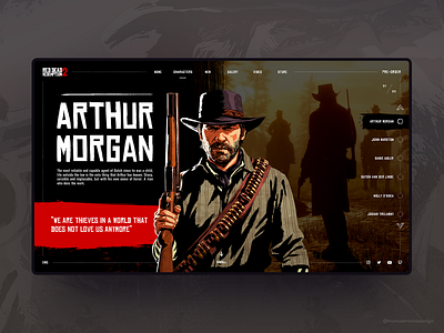 Red Dead Redemption 2 Web Design Concept 🔥 2018 character clean concept illustration interface landing landingpage red dead redemption 2 ui uidesign ux uxdesign web website