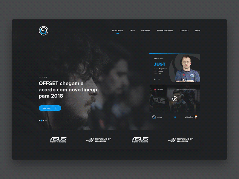 eSports Team Website Design branding csgo design dota esport esports gaming landing team ui ux website