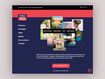photo booth studio web page desing photoshop ui ux design web deisgn