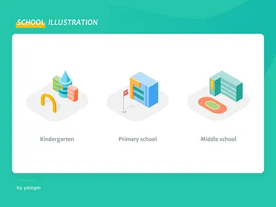 School_2.5D app child design icon illustration interface ui