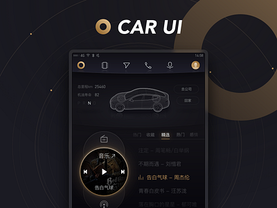 KRadio UI design manuscript - Vertical screen mode automotive automotive design car car ui dark dashboard full screen high end hmi hud kradio ui ux vertical screen