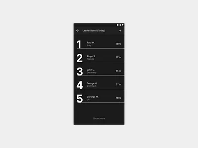 Daily UI 019 — Leader Board android app brutal dailyui ios leader leaderboard minimal mobile ui