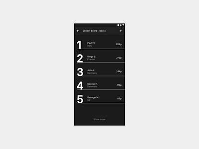 Daily UI 019 — Leader Board android app brutal dailyui ios leader leaderboard minimal mobile ui