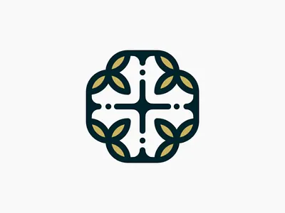 Cross + leaves brand identity logo logodesign minimal simple
