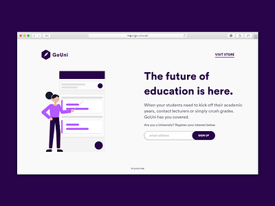 GoUni Landing Page! 2d app blue education strong technology uk university website