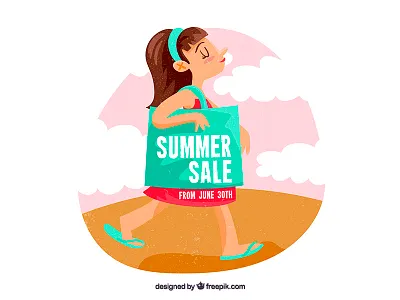 Summer Sales! bag beach fashion freepik girl illustration sale summer vector