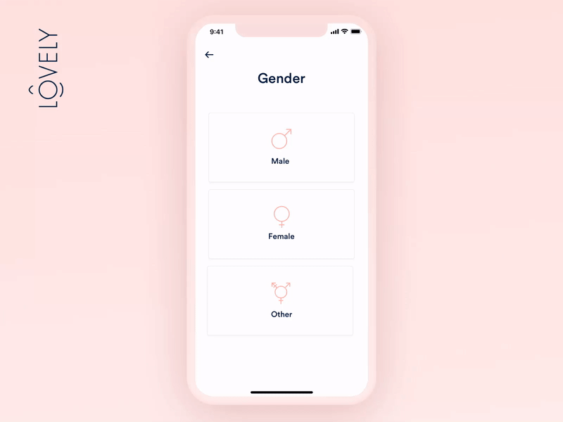 Lovely - body traits & gender animation animation app clean erotic gender intimacy ios iphone mobile picker pink sex soft ui ux