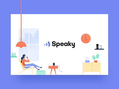 Illustration for Speaky.ai alexa character colorful google home illustration kuilder loft modern penthouse speaky timo