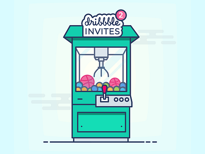 Two Dribble Invites ball claw machine design dribbble dribbble ball dribbble invite dribbbleinvitation flat illustration invitation invite