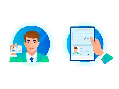 Verification icon block chain document drivers license face icon id man pasport verification