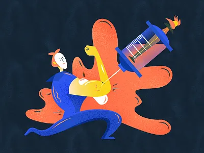 Pumping 'blood' | 打鸡血 blood chinese chineseidiom design flat fourchars hiwow idiom illustration muscle vector